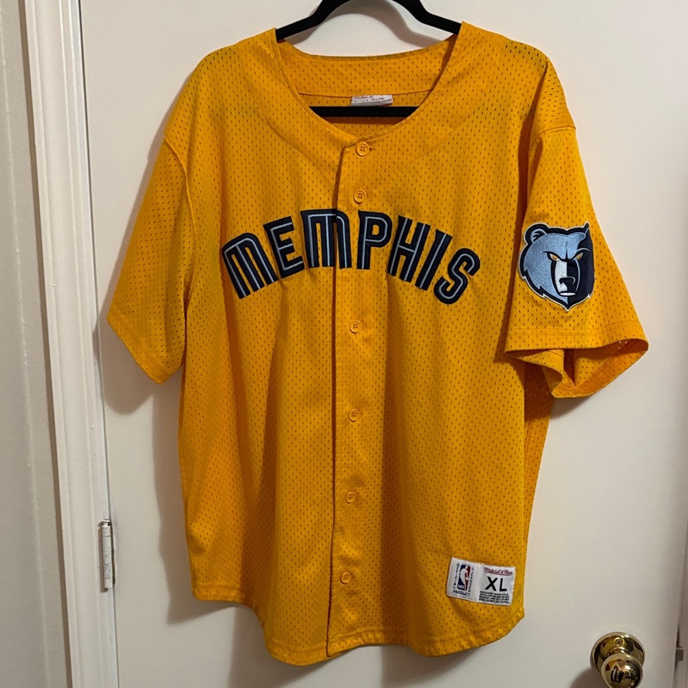 Authentic Mitchell & Ness Memphis Grizzlies Yellow Jersey